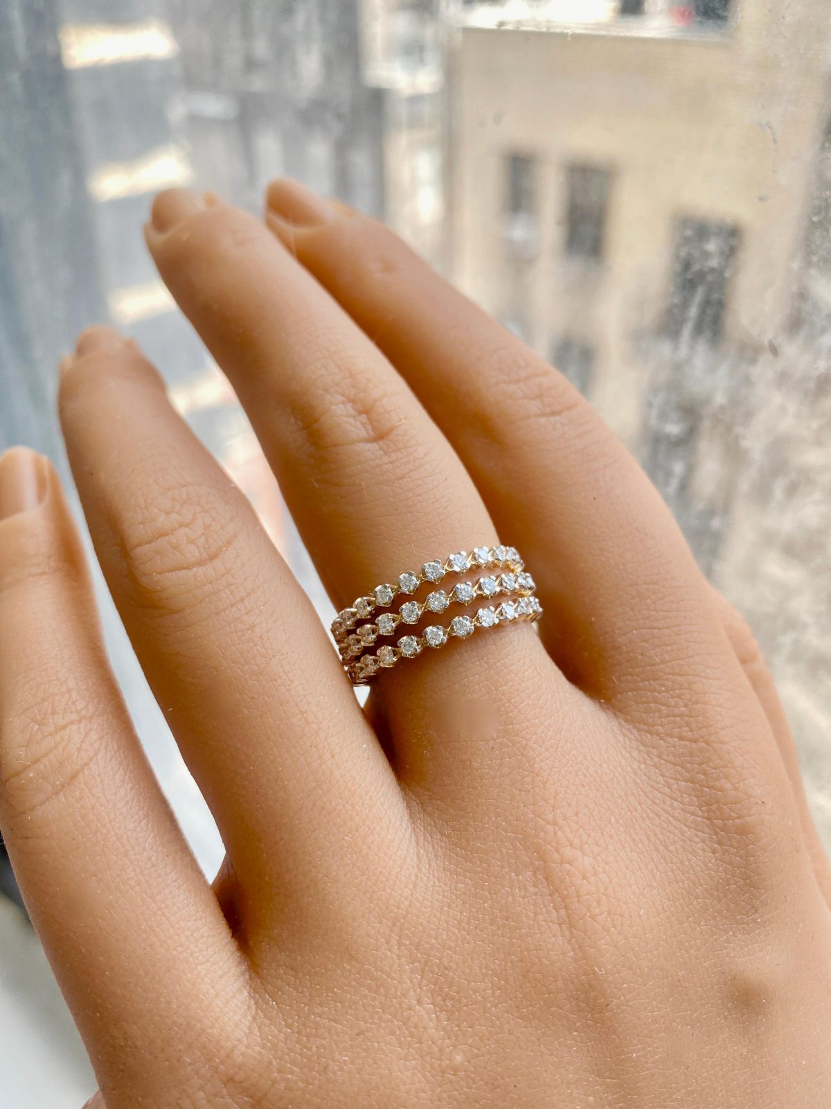 pure gold man made diamond stud earrings
